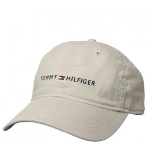 Tommy Hilfiger Men's Logo Dad Baseball Cap- Stone